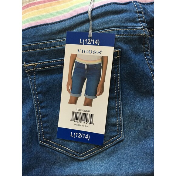 Vigoss Girls Denim Jeans Cotton Blend Thompson Bermuda Stretch Shorts Sz L 12-14 - Picture 6 of 6